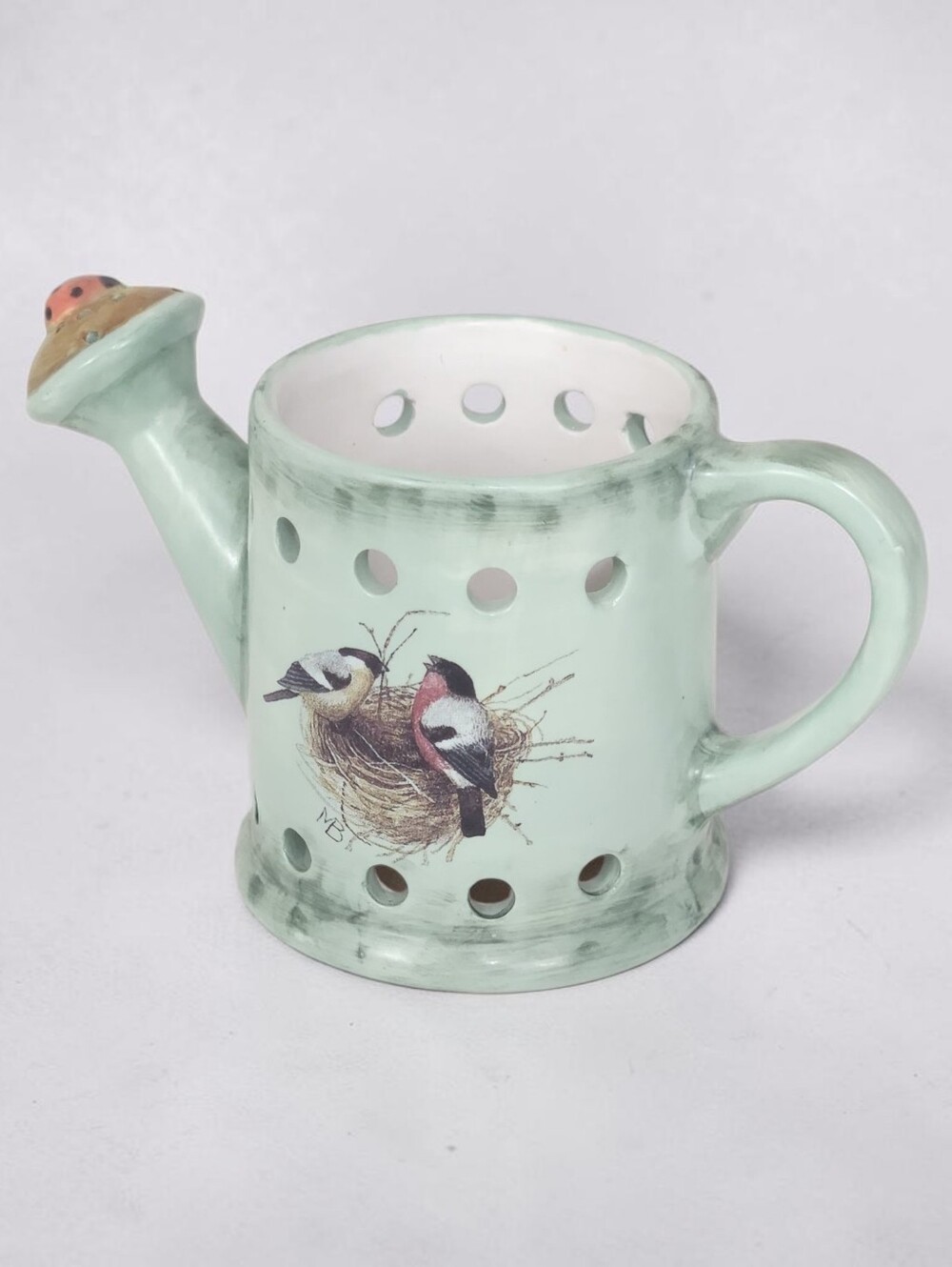 Vtg Hallmark Marjolein Bastin "Nature's Sketchbook" Ceramic Tea Light Holder